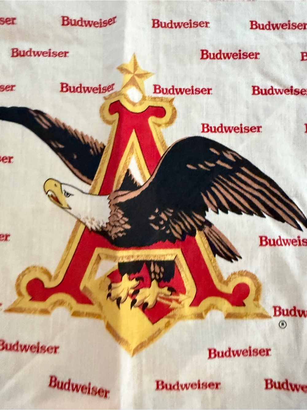 Budweiser Red and White Eagle Crest Bandana vintage 1989 - Picture 4 of 6